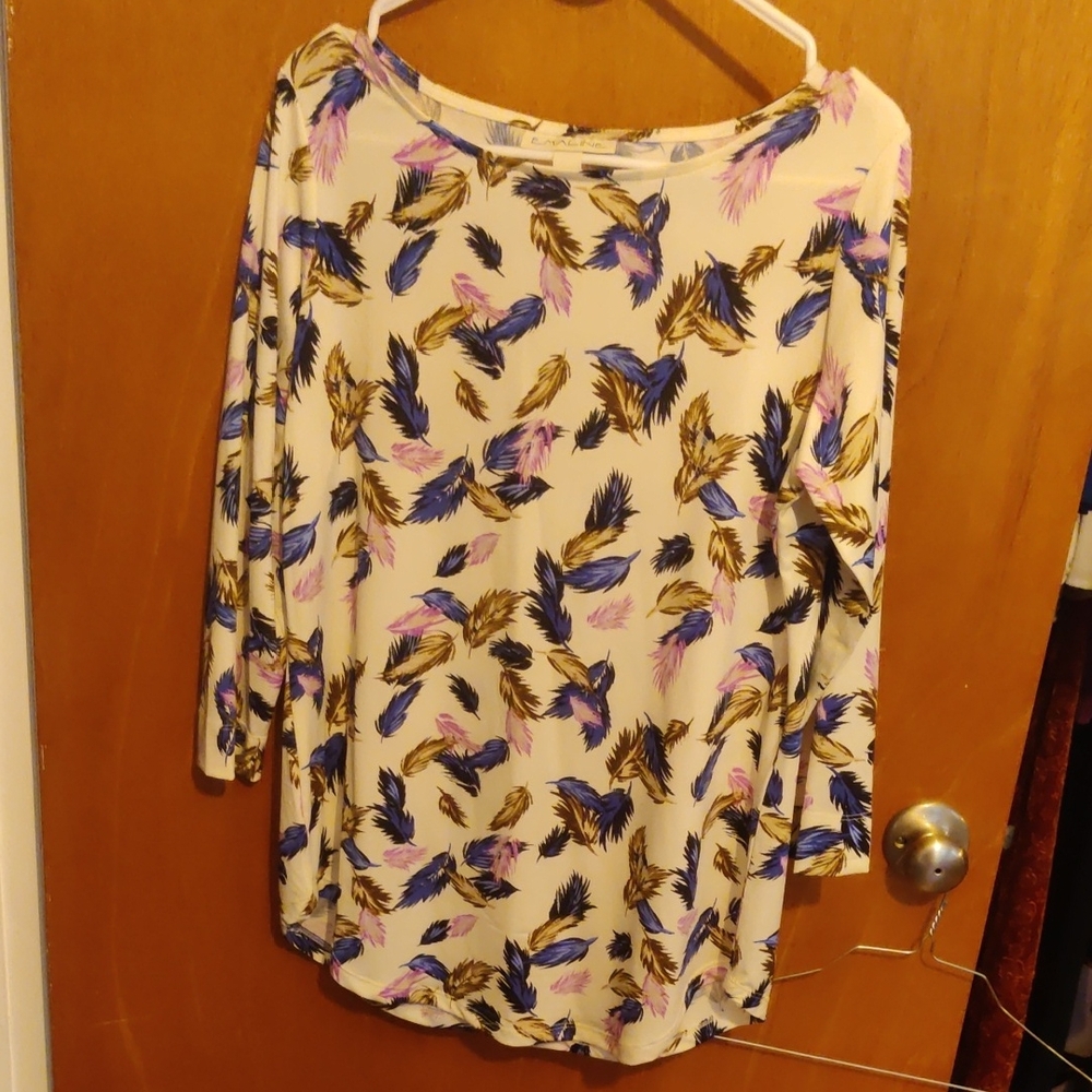 Women's Multicolor Feather Print Top